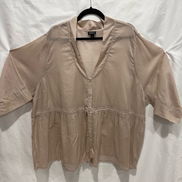 torrid Tops - Torrid Size 5 Boho Gauzy Cotton Peasant Top Tassel Detail Relaxed Fit Milkmaid